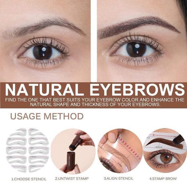 Eye Brow Stamper One Step Eyebrow Stamp Shaping Kit Brow Powder Stamp Makeup With 3 Reusable Eyebrow Stencils And Eyebrow Pen Brushes Hairline